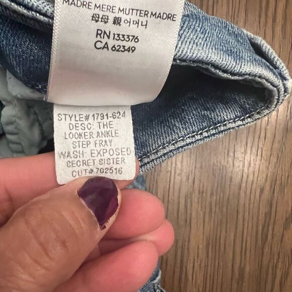 Mother The Looker Ankle Step Fray in Exposed Secret Sister size 29 women’s Jeans - Picture 8 of 11